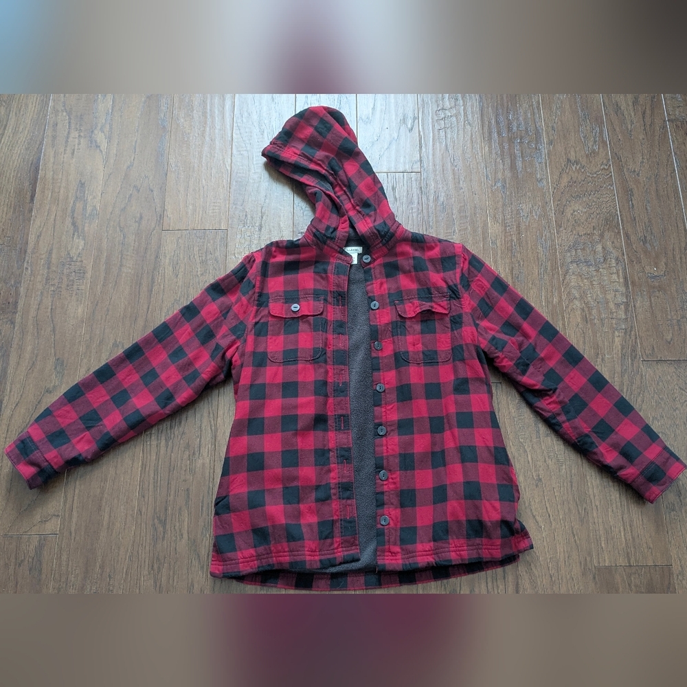 LL Bean Fleece Lined Hooded Flannel